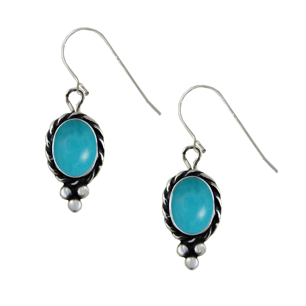 Sterling Silver Little Turquoise Gemstone Drop Dangle Earrings